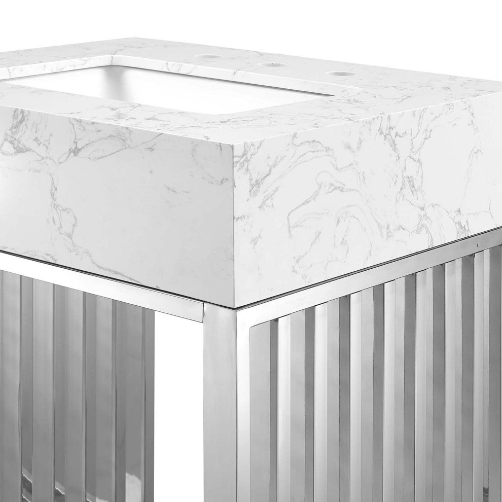 Gridiron 24" Bathroom Vanity, White Silver