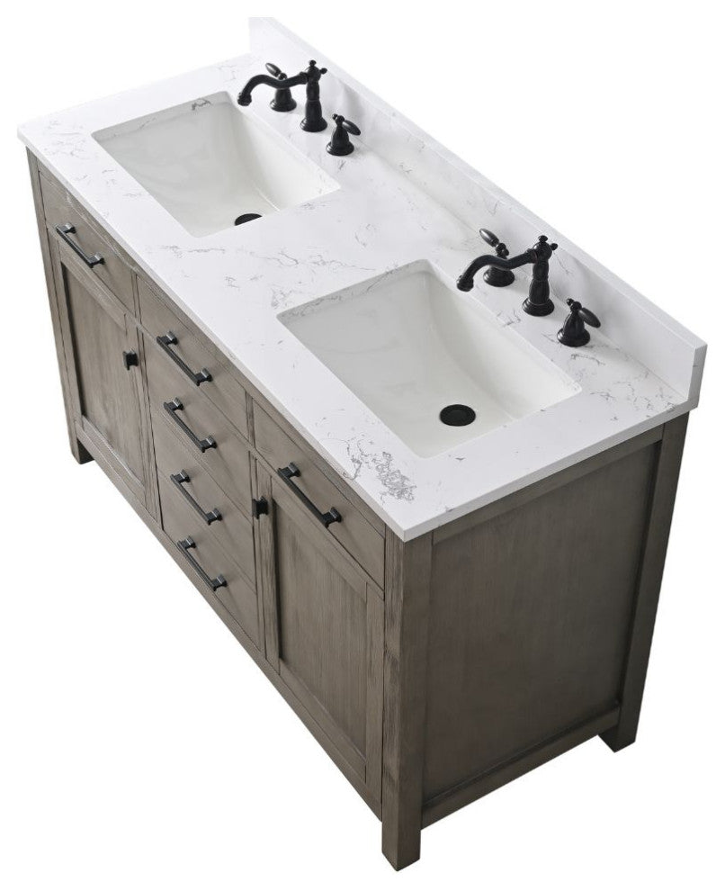 Jasper 54" Bathroom Vanity, Textured Gray, Ariston White Engineered Stone Top