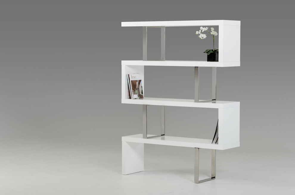 Modrest Maze Modern Geometric Bookcase, White