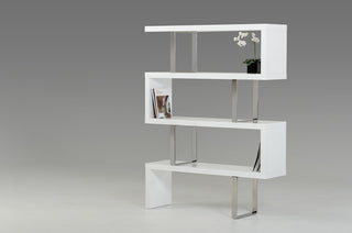 Modrest Maze Modern Geometric Bookcase, White
