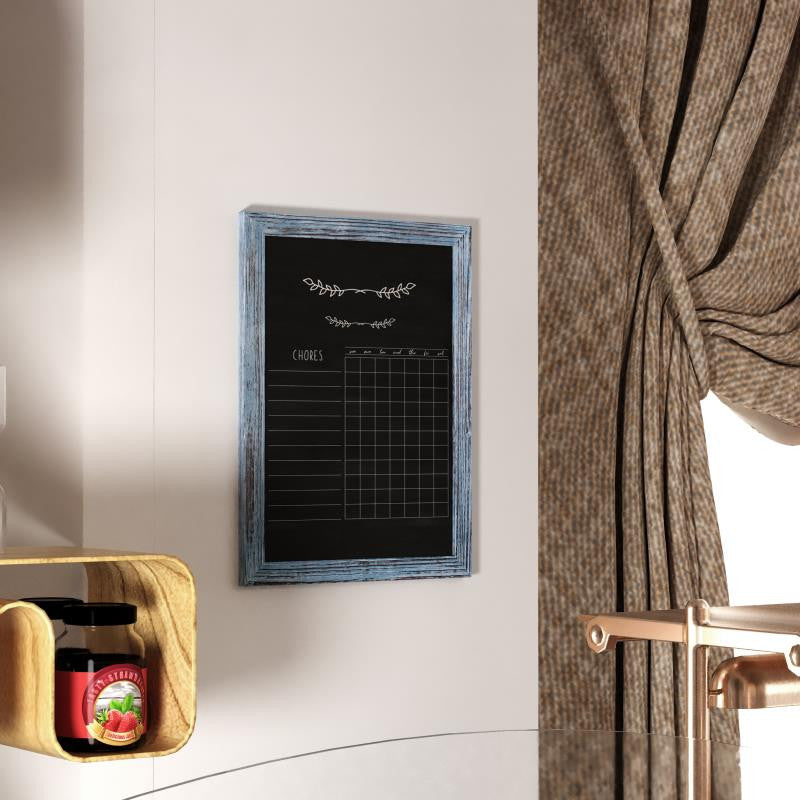 Canterbury Wall Mount Magnetic Chalkboard Sign Set- 18" x 24", Rustic Blue, 18" X 24"