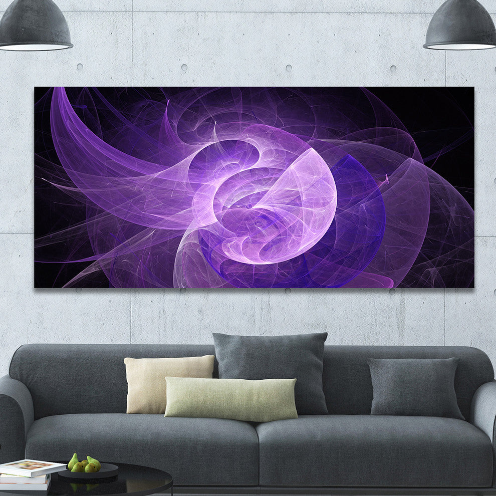 Purple Mystic Psychedelic Design, Oversized Abstract Canvas Art Print, 60x28
