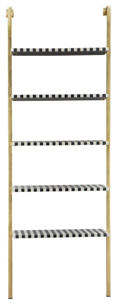 Bookcase Wall Shelf Rack, Metal Iron, Gold, Lounge Cafe Lobby Hospitality