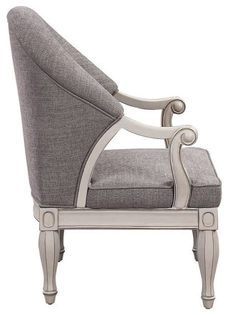 Fabric Upholstered Accent Chair, Gray and Antique White