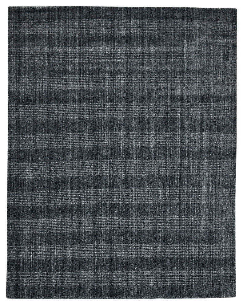 Bence Transitional Hand-Woven Wool Blend Area Rug, Dark Gray, 2'x3'