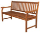 Laurel 59.1" 3-Seat Slat-Back Acacia Wood Outdoor Garden Patio Bench