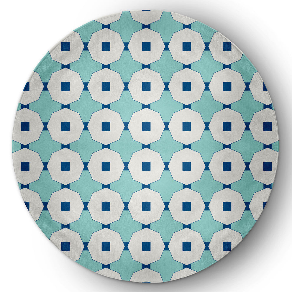 Button Up Spring Chenille Rug, Light Blue, 5' Round