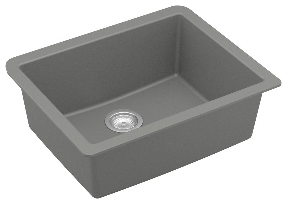 Karran QU-820 Undermount 24.38, Single Bowl Quartz Sink Kit, Grey