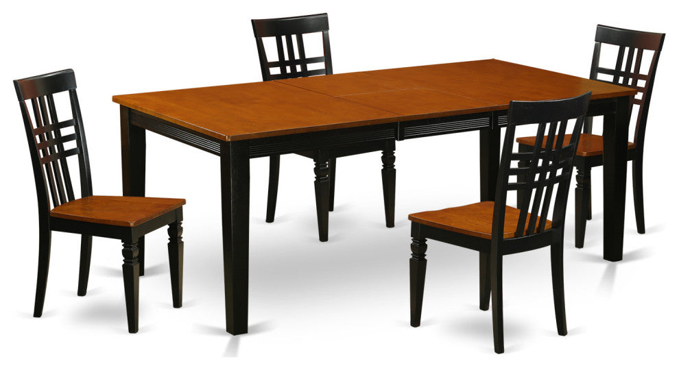 Qulg5-Bch-W, 5-Piece Set With Table and 4 Chairs, Black/Cherry