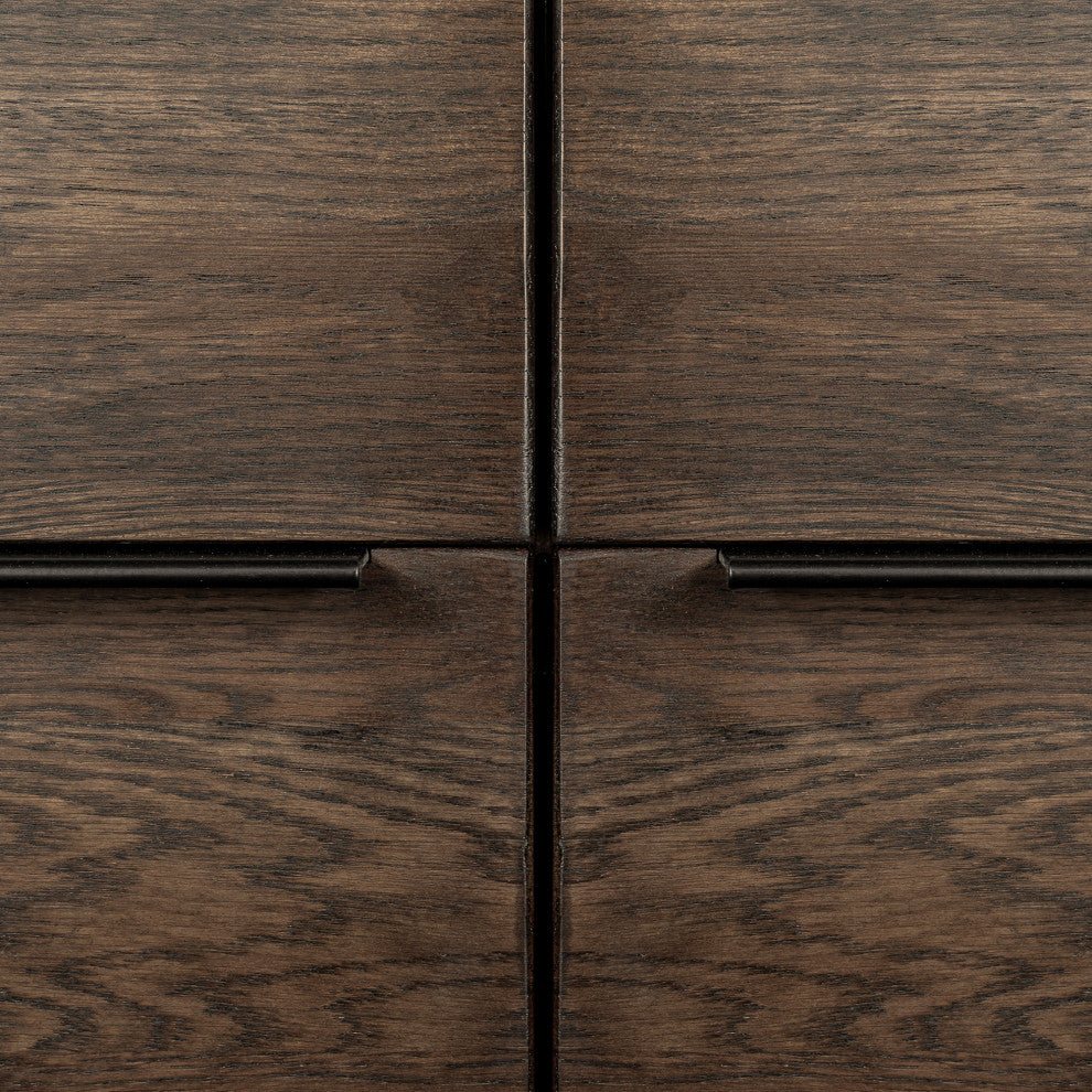 Nevada Rustic Oak Wood Sideboard, Dark Brown