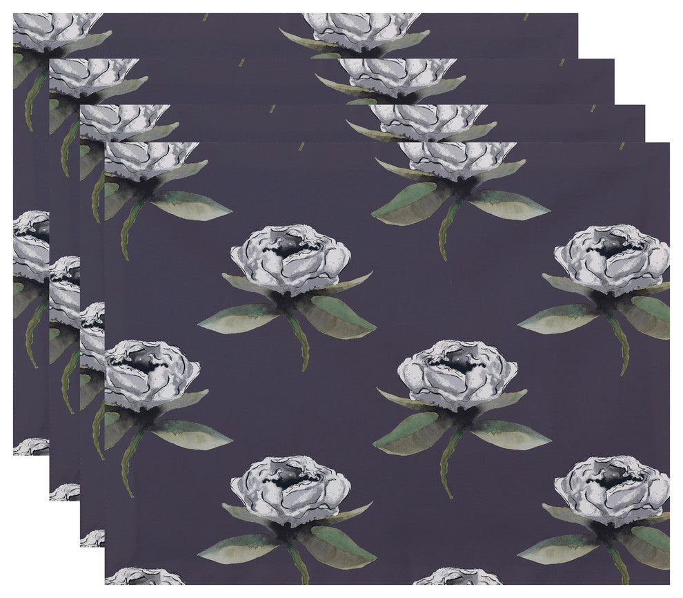 Floral Bunch 18"x14" Purple Floral Print Placemat, Set of 4