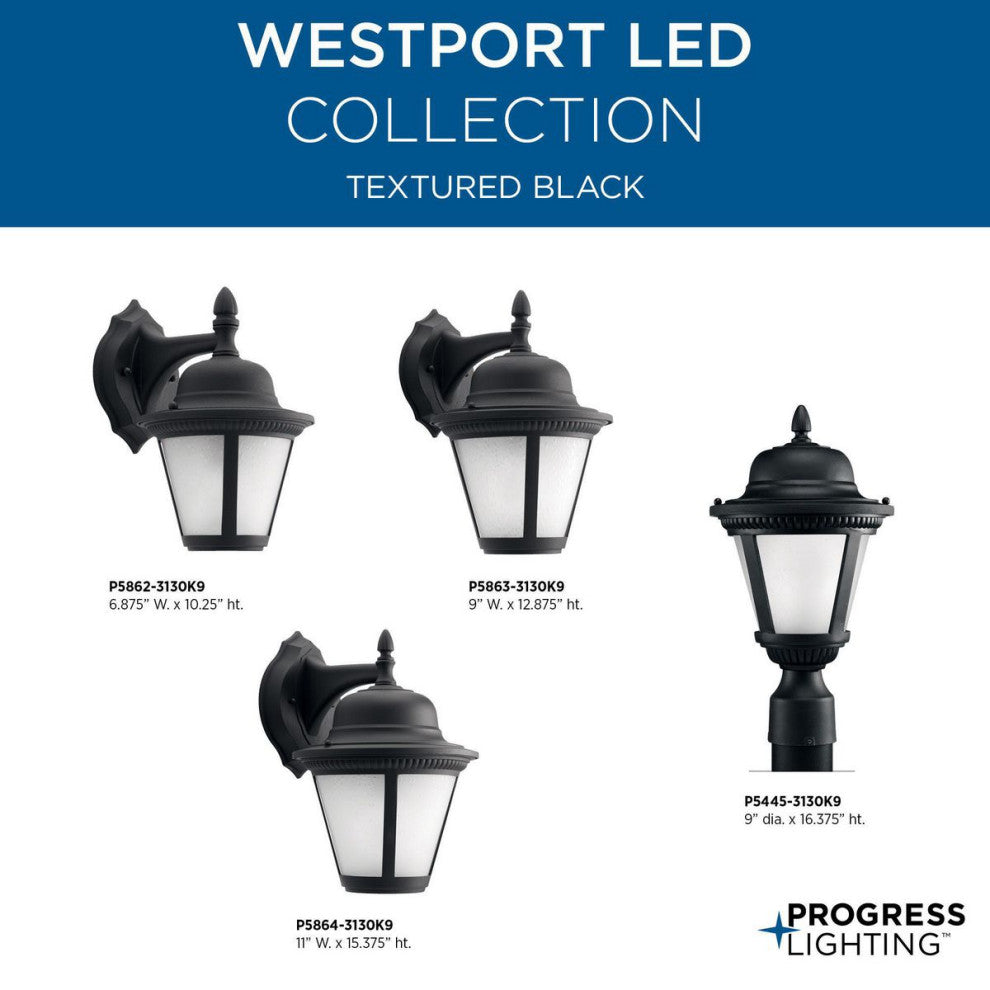 Progress Lighting LED Outdoor Wall Lantern, Black