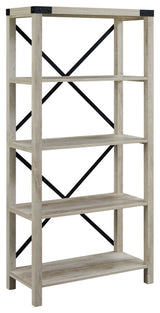 64" Farmhouse Metal X Bookshelf - Rustic Oak