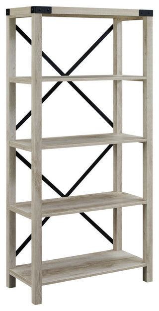 64" Farmhouse Metal X Bookshelf - Rustic Oak