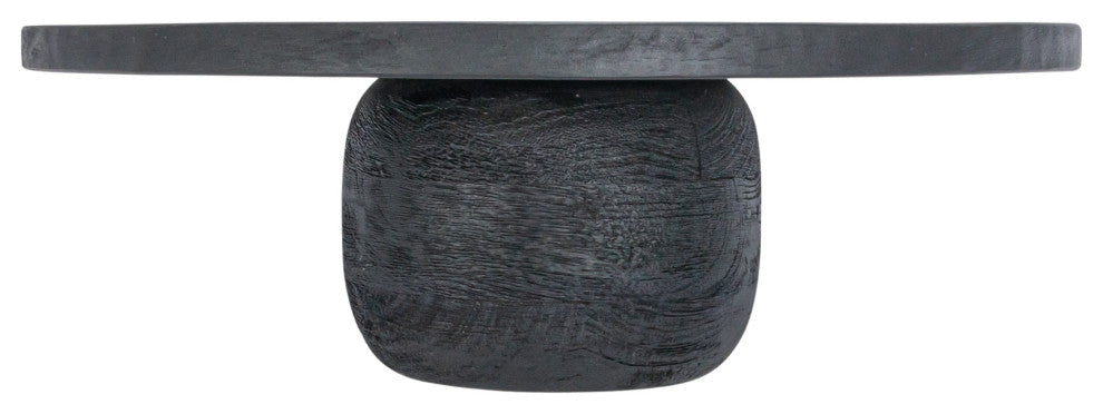 Round Mango Wood Pedestal, Black