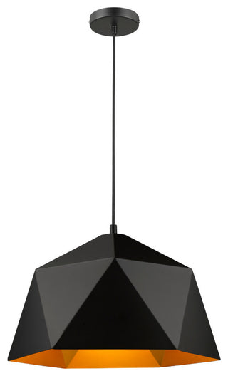 Black Shade, Inner Gold Interior Single Pendant Light, Black/Gold