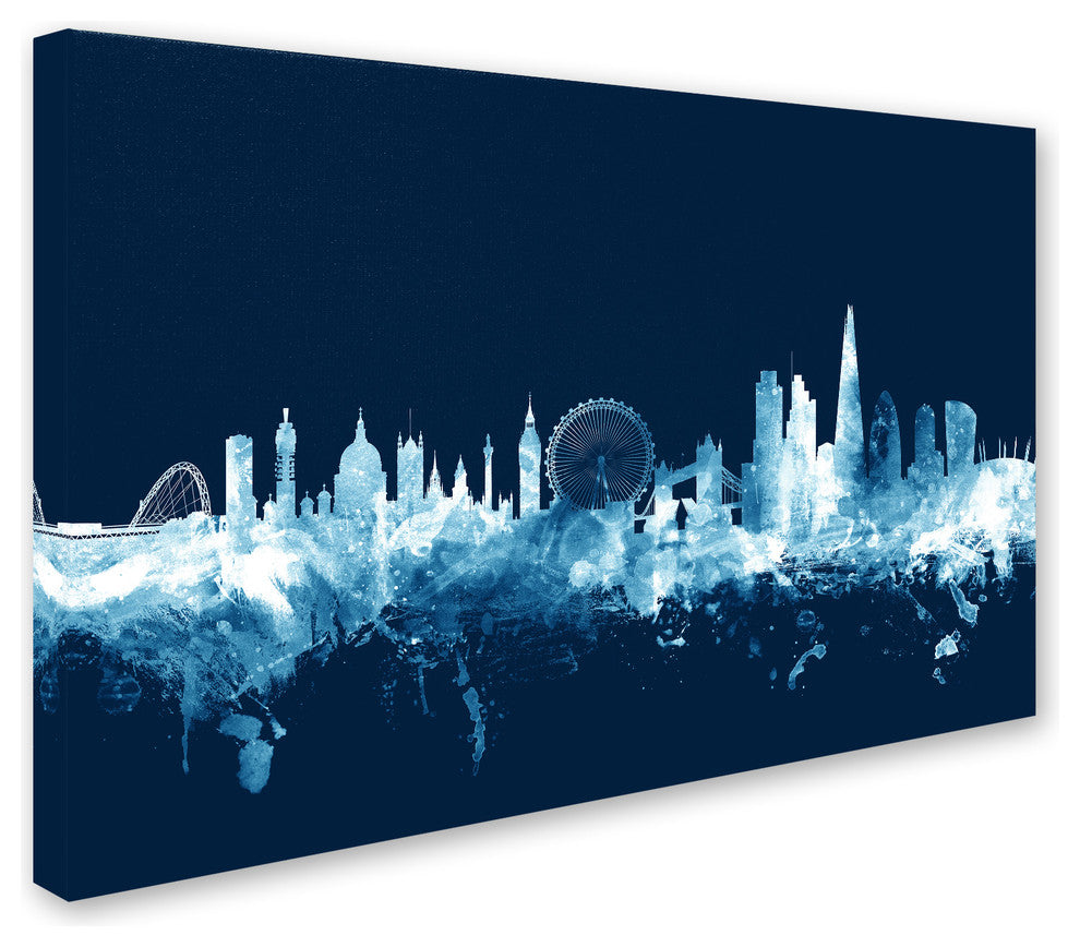 Michael Tompsett ''London England Skyline Navy'' Canvas Art, 16x24