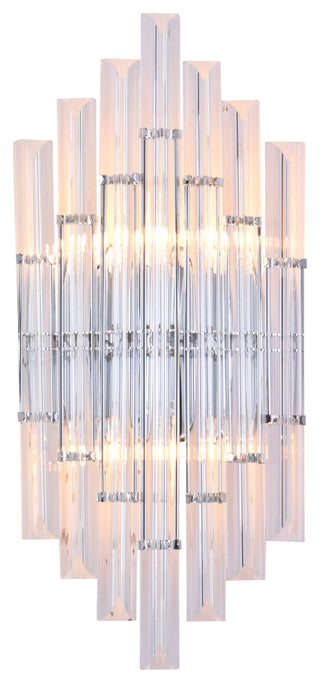Chrome Metal Wall Sconce With Clear Glass Rods