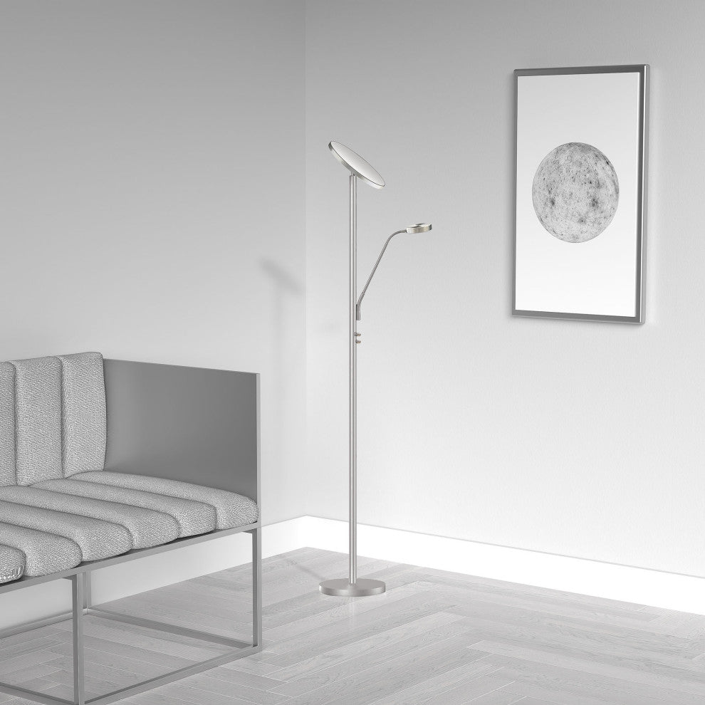 Mother & Son Floor Lamp, Satin Nickel Finish