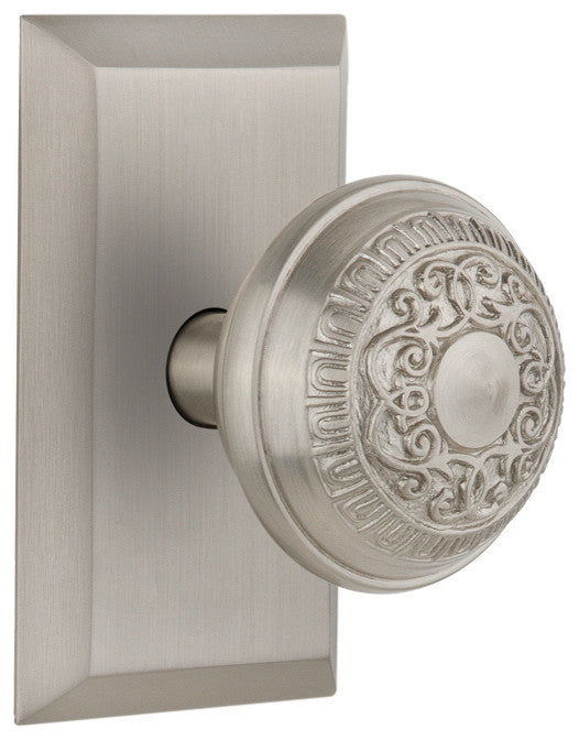 Studio Plate Passage Egg and Dart Door Knob, Satin Nickel