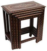Natural Geo Decorative Set of 4 Nesting Tables - White Oval