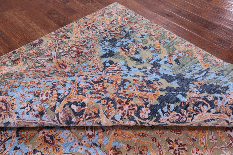 Modern Wool & Silk Hand Knotted Rug 8' 11" X 12' 0" - Q13505