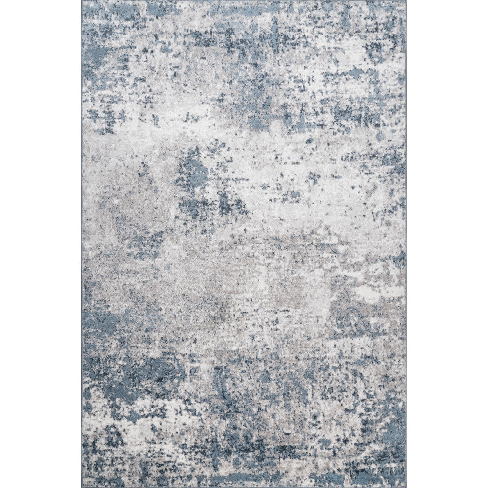 Nuloom Zoe Faded Abstract Contemporary Vintage Area Rug, Blue 4'3"x6'