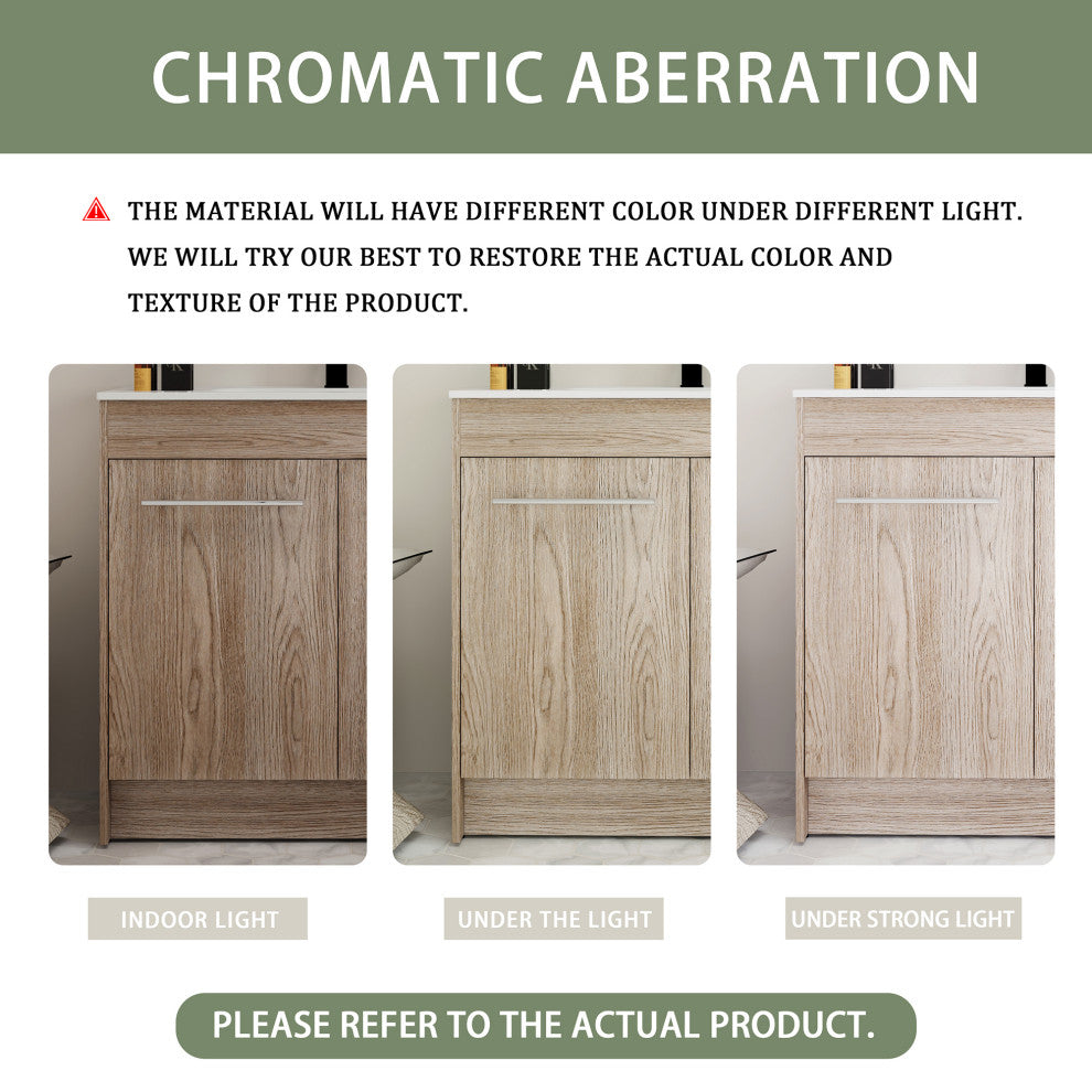 24 Inch Plywood Freestanding Bathroom Vanity With Resin Sink and Doors and shelf