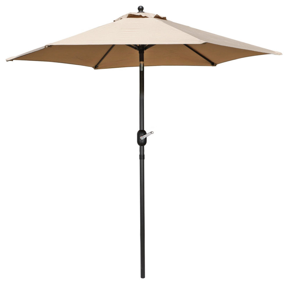 8' Outdoor Patio Steel Market Umbrella With Push Button Tilt and Crank, Khaki