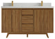 Madison Teak 60 Double Bathroom Vanity in Dark Natural 2" Carrara Quartz