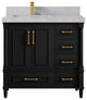Aberdeen 36 Left Offset Bath Vanity in Black 2" Pearl Gray