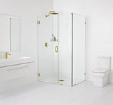 78"x60"x32" Frameless 90 Degree Shower Enclosure Wall Hinge, Satin Brass