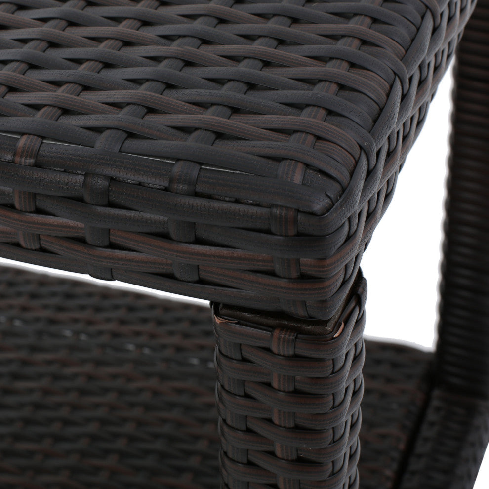 GDF Studio 3-Piece Parham Outdoor Multi-Brown Wicker Set, Box Table
