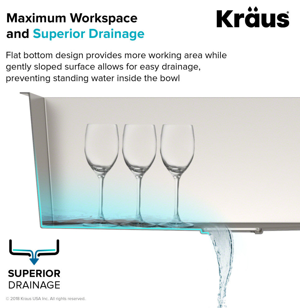 KHU15 Kraus 14 1/2" Bowl Stainless Steel Rectangular Bar/Prep Kitchen Sink