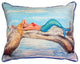 Pair of Betsy Drake Mermaid on Log Large Indoor/Outdoor Pillows 16x20