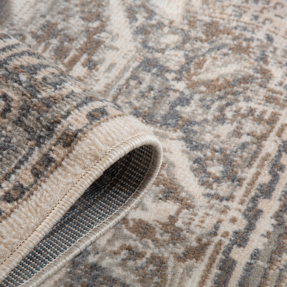 Alpine Hashlei Area Rug, Beige, 7'10" x 10'2", Medallion