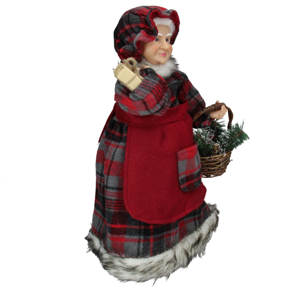 Country Rustic Mrs. Claus in Red Checkered Dress Figure