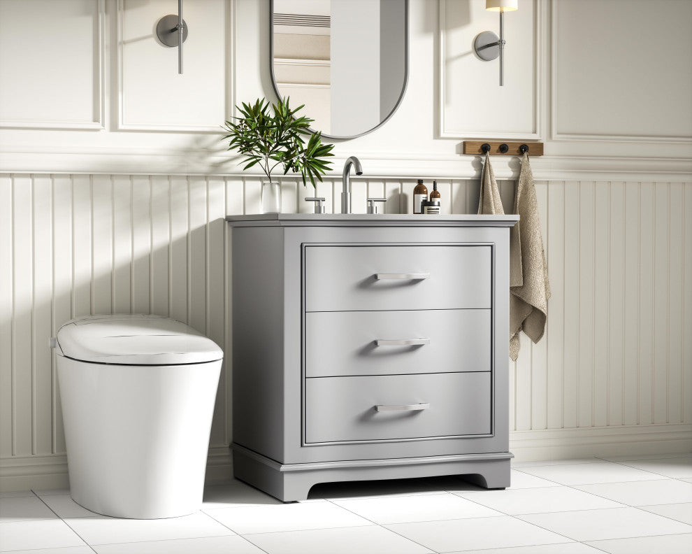 Home Living Knox 30" Single Bathroom Vanity, Grey