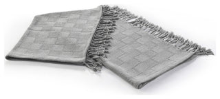 Gray Woven Cotton Solid Color Throw Blanket