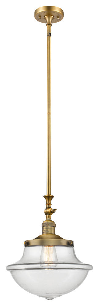 Large Oxford 1-Light Mini Pendant, Brushed Brass, Clear