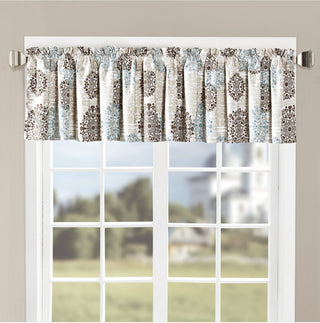 Marina Medallion Printed, Dark Gray/Granite, 2-Piece Valance Set