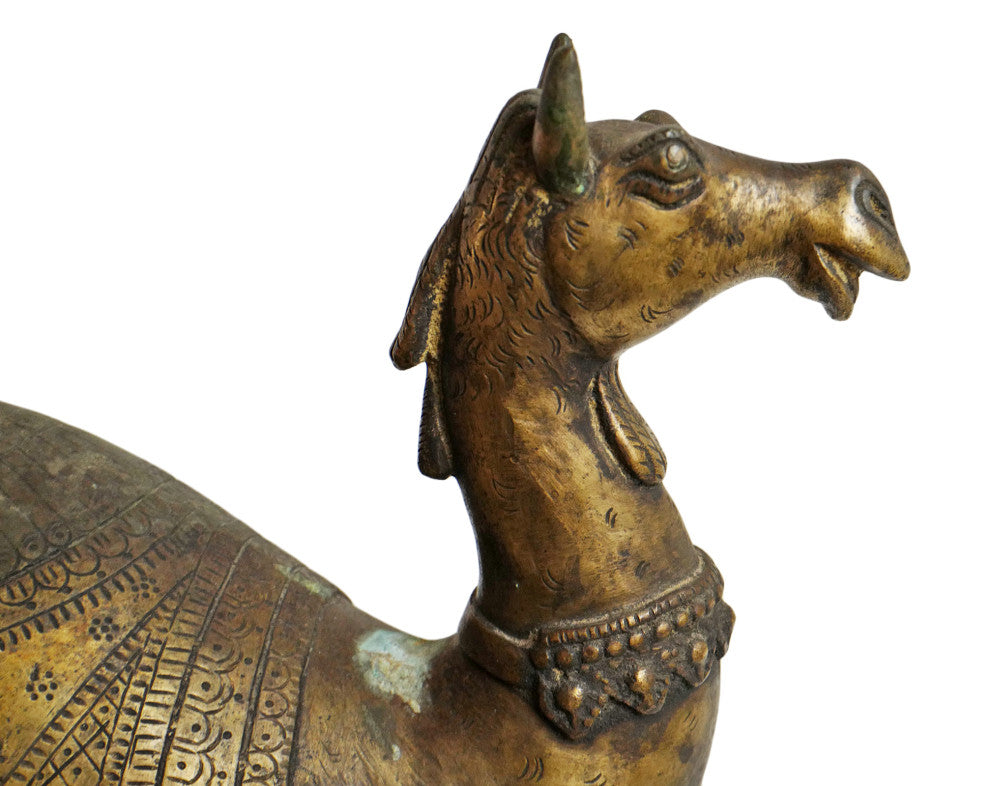 Antique Brass India Camel on Wheels