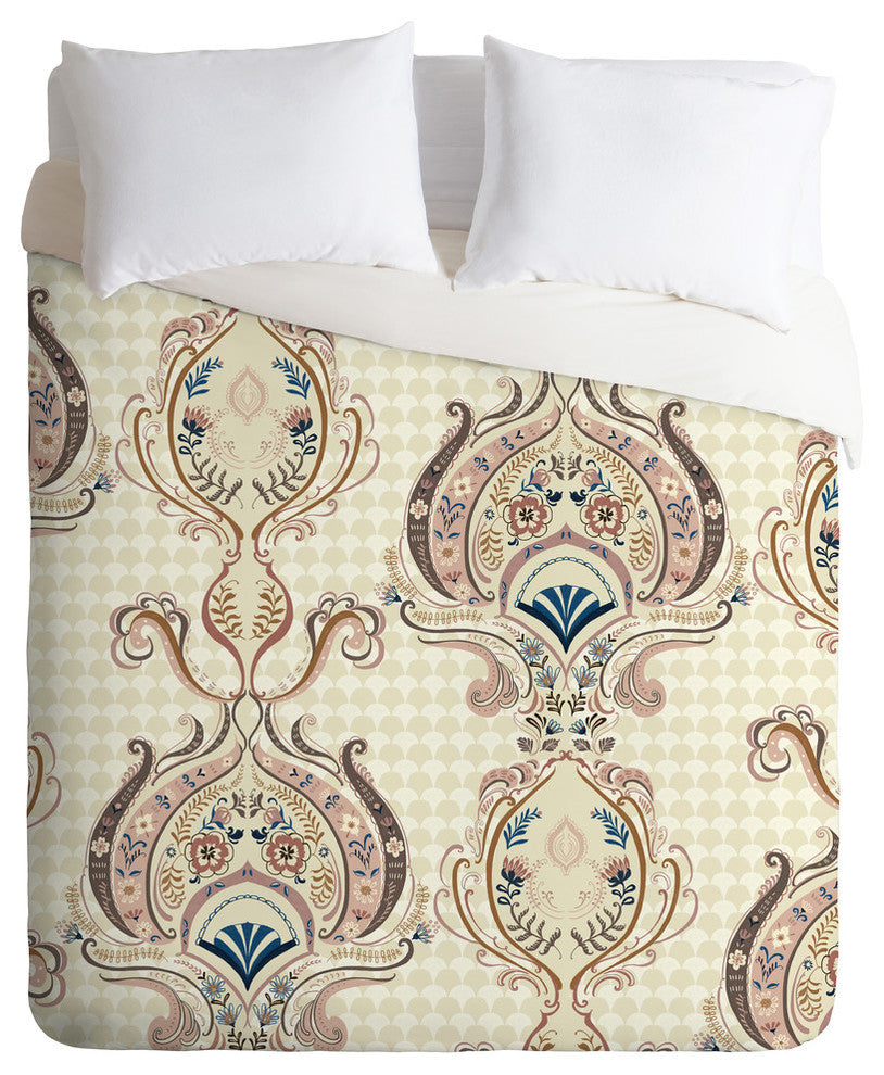 Pimlada Phuapradit Pink And Off White Floral Damasks Duvet Cover