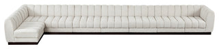 Quinn Chenille Upholstered 8-Piece L-Shaped Modular Sectional, Cream