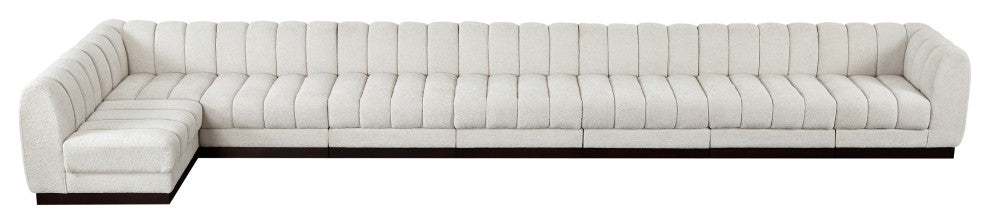 Quinn Chenille Upholstered 8-Piece L-Shaped Modular Sectional, Cream