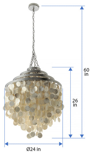 Round Chandelier With Capiz Shells, Champagne