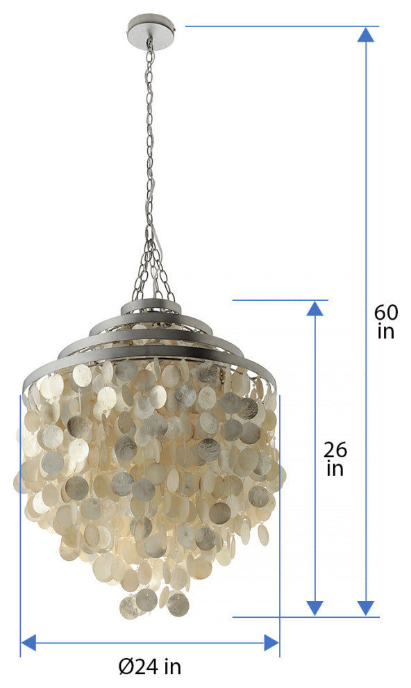Round Chandelier With Capiz Shells, Champagne