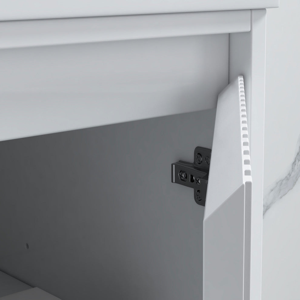 Flutie 48" Bathroom Vanity Set, White, Double Resin White Sink