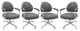 Set of 4, M-70 Swivel Tilt Dining Caster Chairs, Mojeva Gray on White Chairs