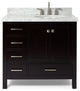 Cambridge 37" Bath Vanity With Marble Top, Carrara White/White Basin